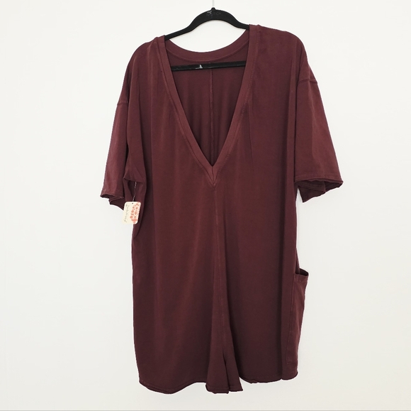 NWT Free People Movement Brown Cotton Blend Hot Shot Tee Romper Women Size L - Picture 8 of 8